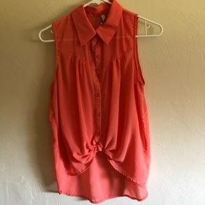 Knotted burnt orange tank